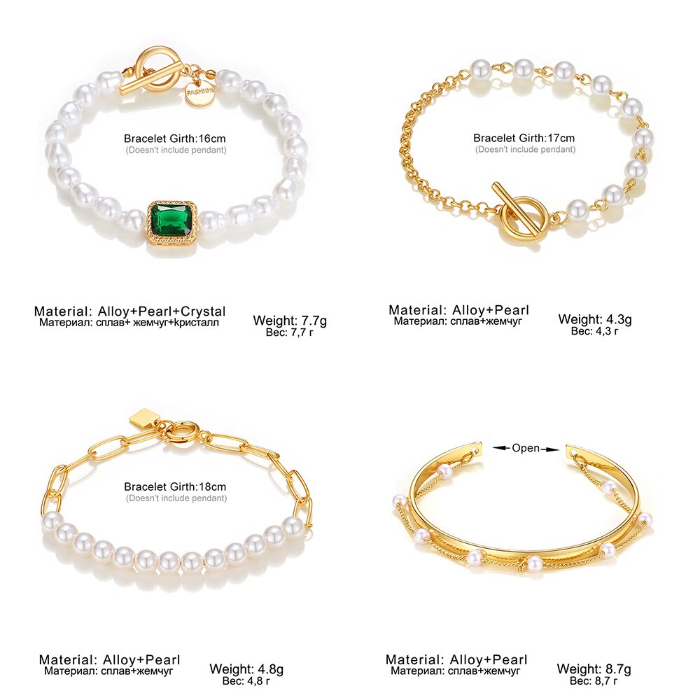 Vòng đeo tay mạ vàng đính hạt ngọc trai giả phong cách Boho thời trang dành cho nữ | BigBuy360 - bigbuy360.vn