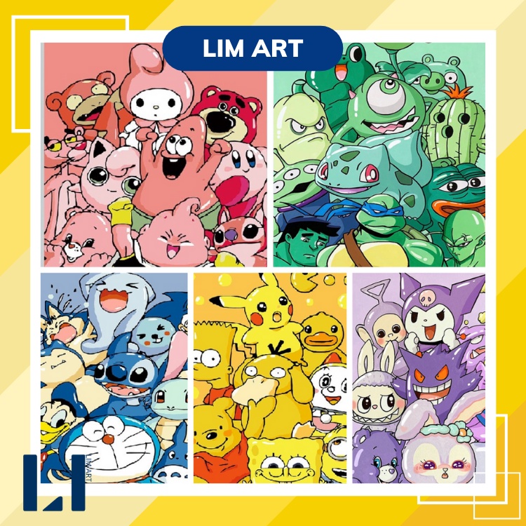 Tranh sơn dầu số hoá có khung LIM Art - Tranh tô màu theo số hoạt hình, anime, manga