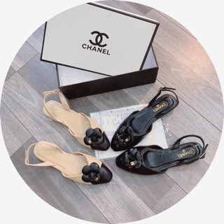 Sandal bệt hoa trà viền mũi cao cấp 2 màu Siêu đẹp