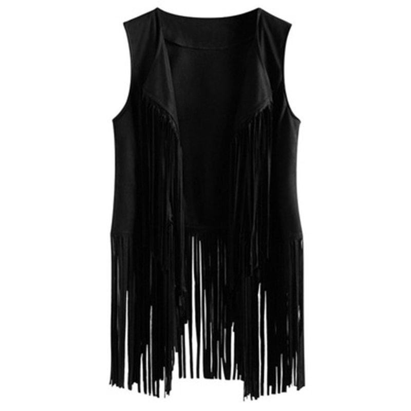 Áo Khoác Giả Da Lộn Tua Rua Phong Cách Hippie Thập Niên 70s LX9E