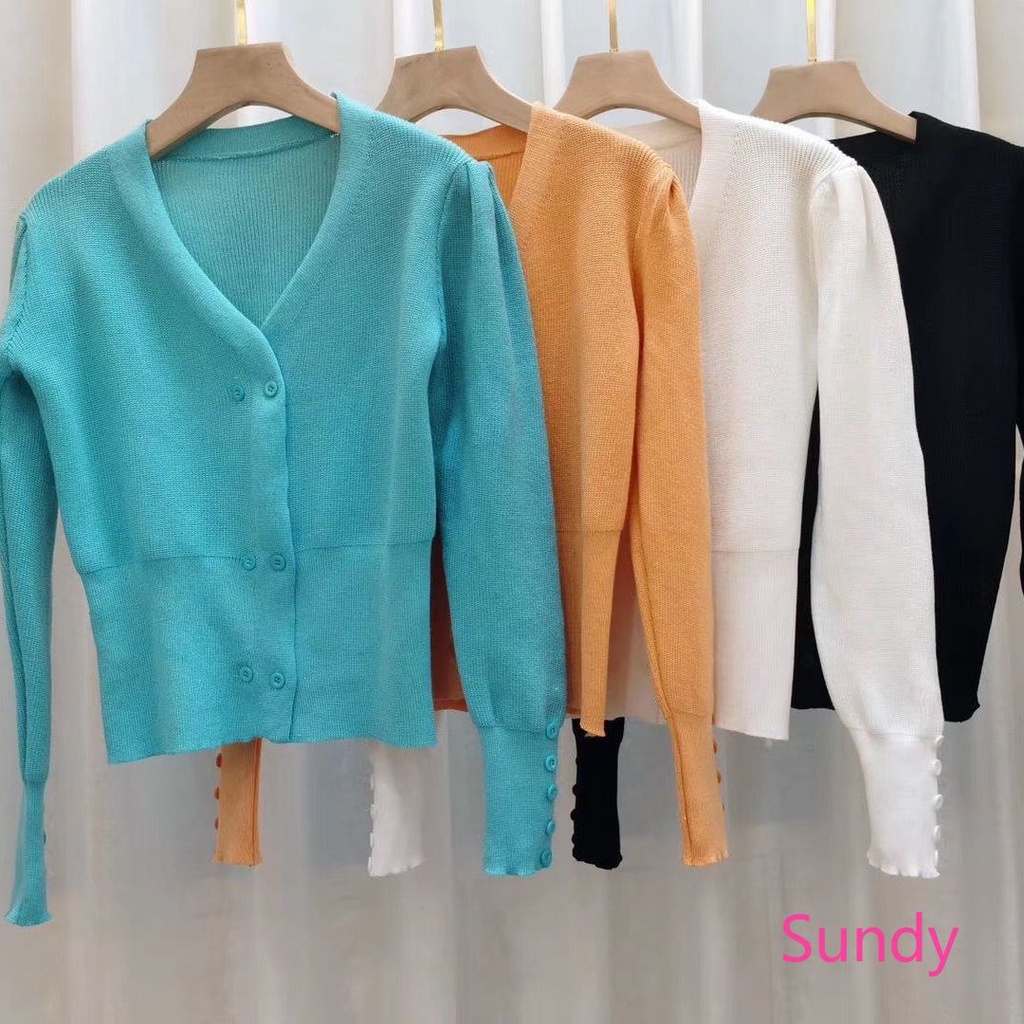 Áo Cardigan Dệt Kim Tay Dài Cổ Chữ V Thời Trang Mùa Thu Cho Nữ