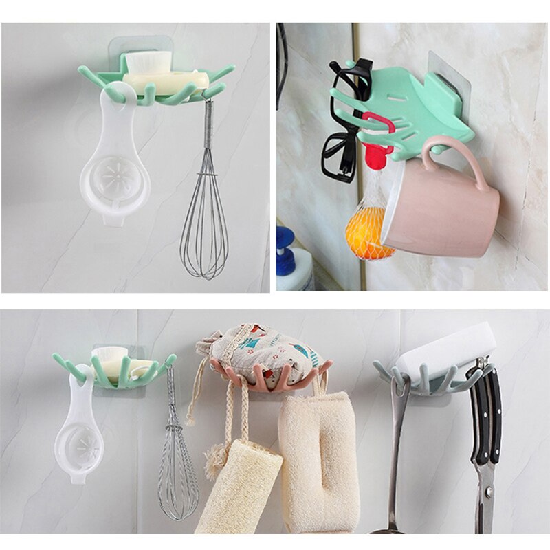 Khay giữ xà phòng gắn tường dạng cốc hút không cần khoan lỗ hình dạng bàn tay thoát nước được cho phòng tắm