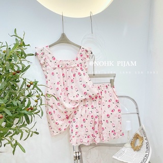 NOHK _ Bộ mặc nhà lanh lụa nữ siêu mát. Size S M L