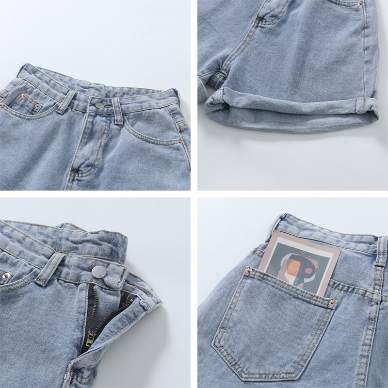 Xiaozhainv Quần sọt Denim lưng cao phong cách Hàn Quốc | BigBuy360 - bigbuy360.vn