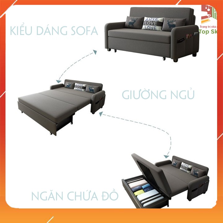 [ GIÁ TỐT] GHẾ SOFA THÔNG MINH, ⚡ Khung Thép Cap Cấp ⚡GIƯỜNG GẤP KHUNG THÉP CÓ NGĂN CHỨA ĐỒ ( Tặng Kèm Túi Thơm)