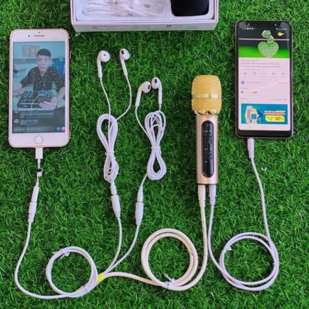 Mic c11 nâng cấp 2 dây cải tiến dây livestream chia tai nghe dài 2 mét, tặng thêm tai nghe để hát song ca- bảo hành 6 th