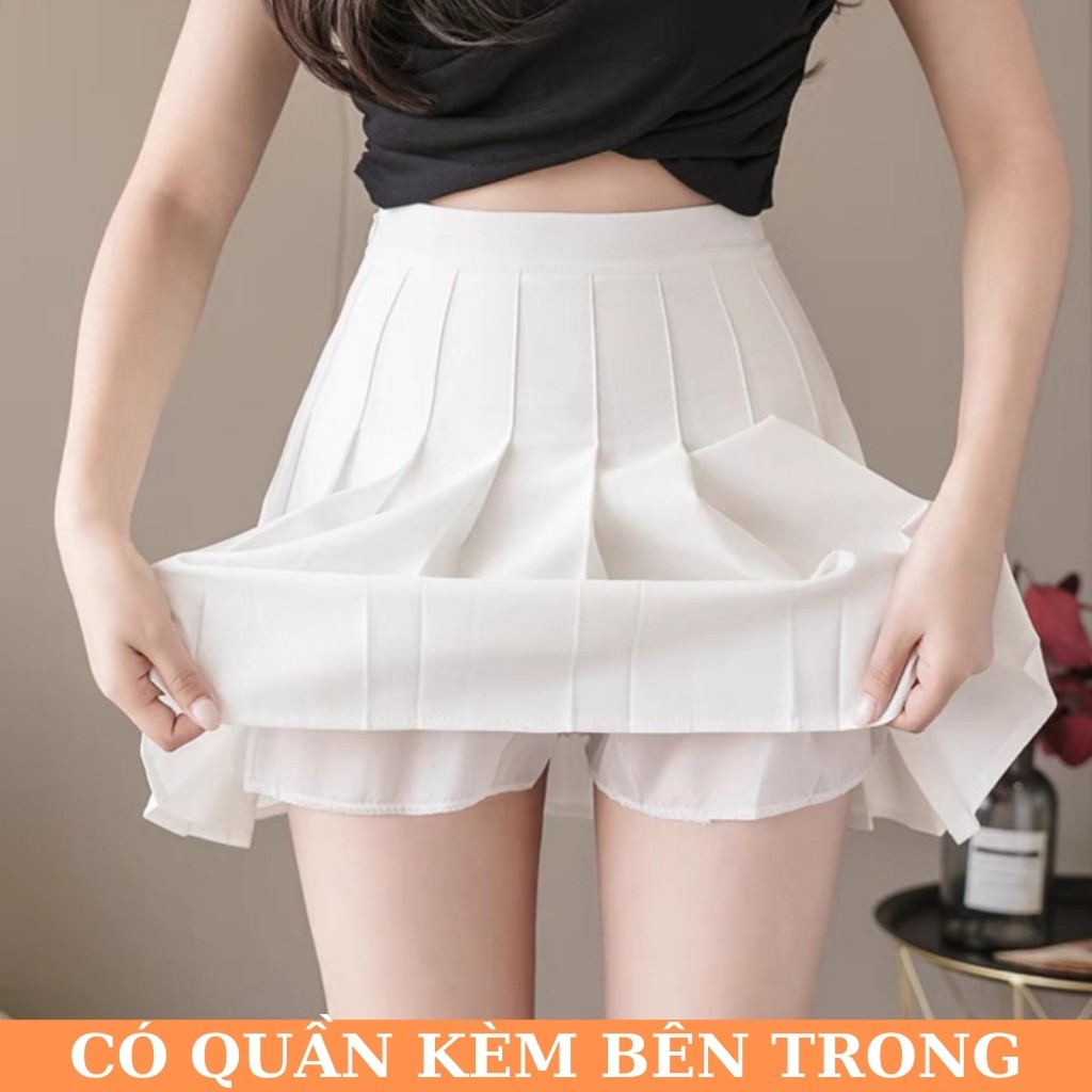 Chân Váy Xếp Ly Ngắn Chữ A Phong Cách Công Sở lưng cao Hai Màu Trắng Đen Fom Chuẩn Đẹp | BigBuy360 - bigbuy360.vn
