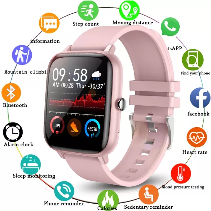 Đồng hồ bluetooth thông minh có màn hình chống thấm nước với chức năng theo dõi nhịp tim/ bước đi/ theo dõi thể thao
