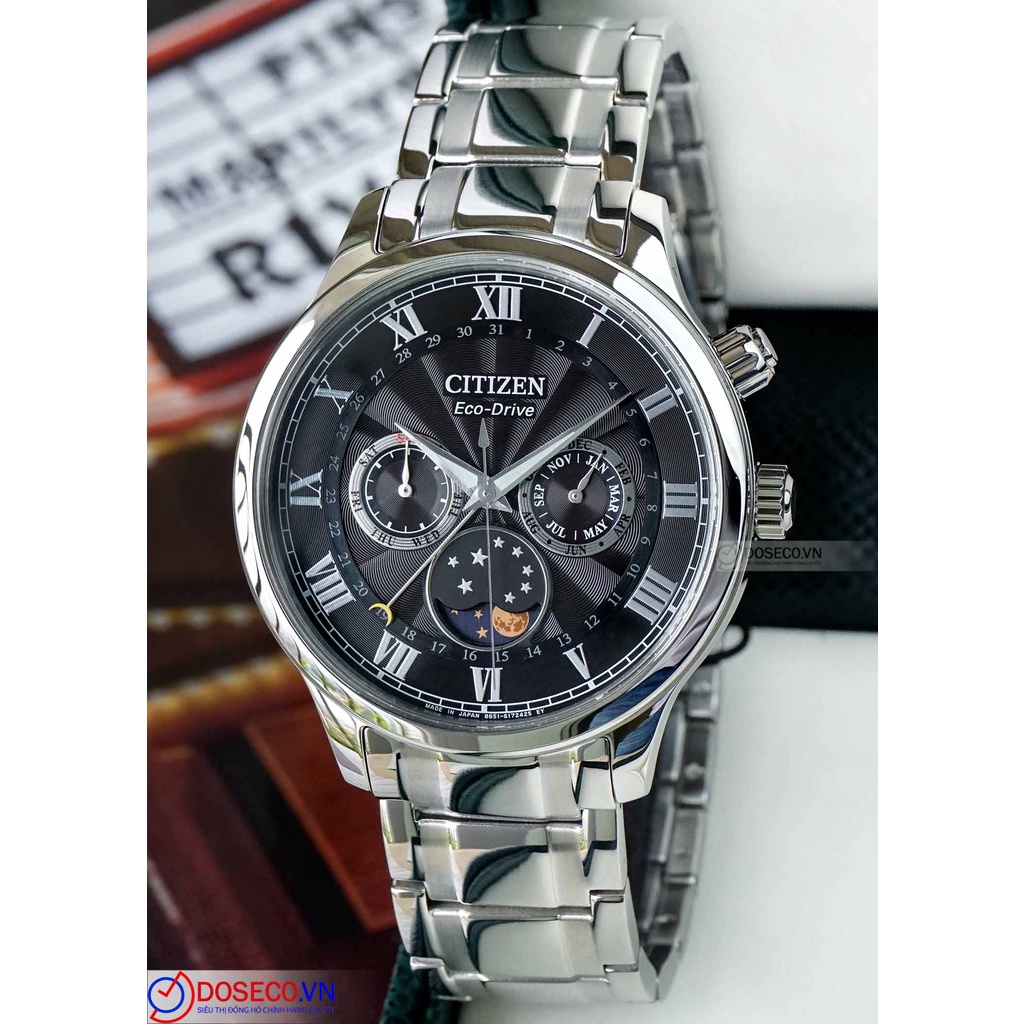Đồng Hồ Nam Chính Hãng Citizen ECO-DRIVE MOONPHASE AP1050-81E Dây Kim Loại Cao Cấp Thép Không Gỉ,Chống Nước Tốt CTZ32