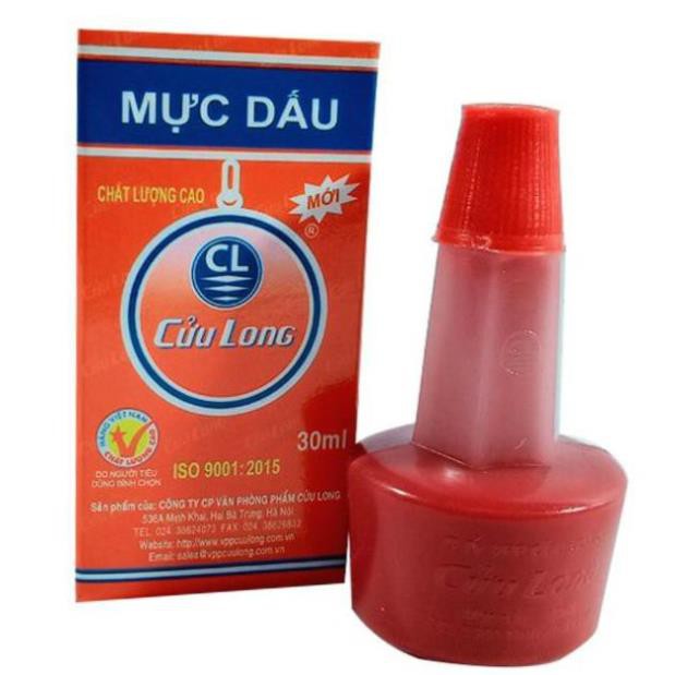 Mực Dấu Cửu Long (30ml) - Mực Bám Chắc Trên Văn Bản Sau Khi Đóng, Không Phai Màu Khi Gặp Nước