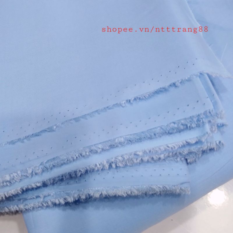 Vải kate silk màu xanh biển may áo sơ mi nam nữ