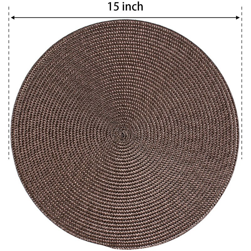 Bộ 6 Tấm Lót Bàn Ăn Tròn Bện Dây Chống Trượt 15 Inch Tiện Dụng