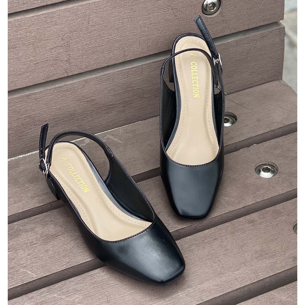 Giày cao gót slingback mũi vuông gót vuông vững chắc - A1004