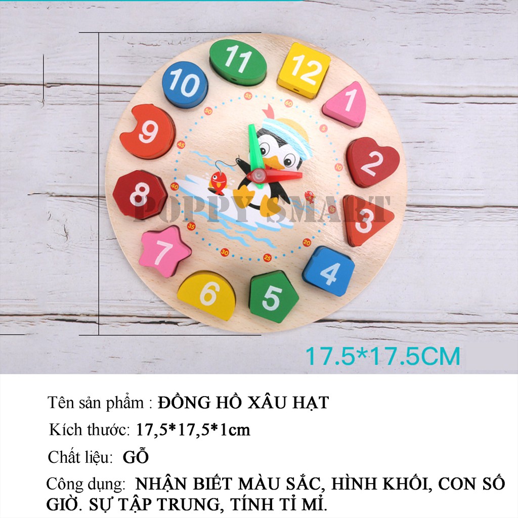 Đồ Chơi Gỗ Đồng Hồ Xâu Hạt Phát Triển Kỹ Năng Cho Bé