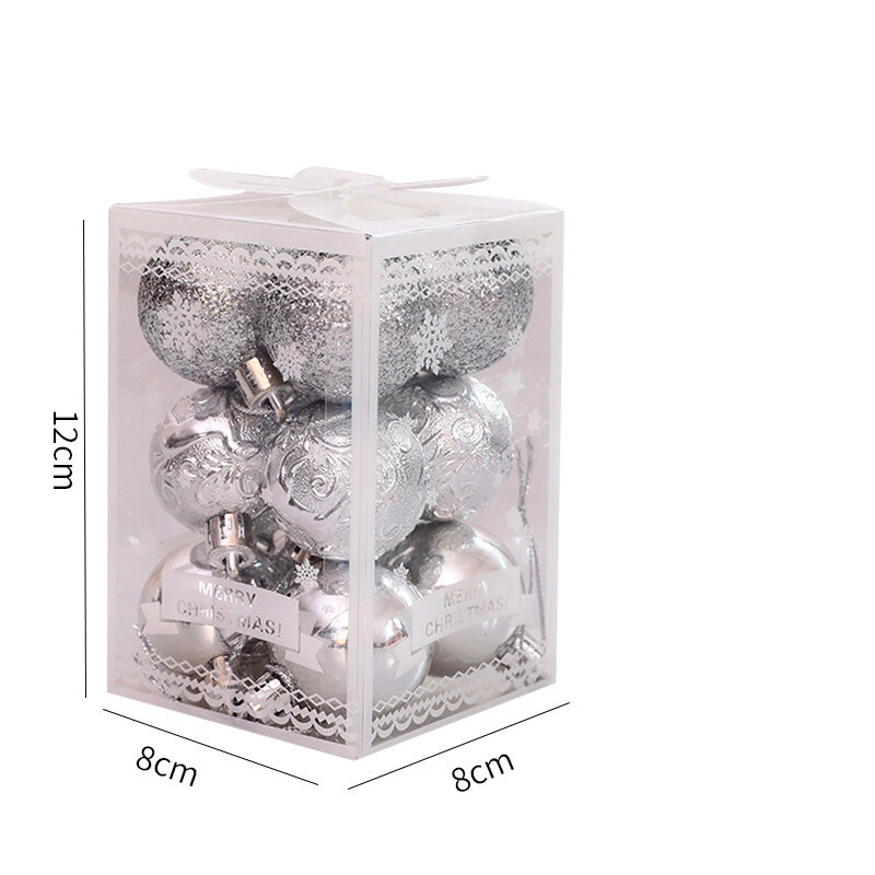 Hộp 12 quả châu cỡ 4cm nhiều màu sắc trang trí cây thông giáng sinh