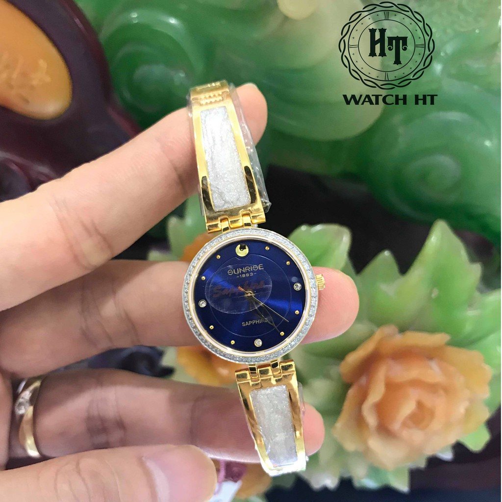 Đồng hồ nữ SUNRISE 9957SA Đính đá sang trọng Kính Sapphire chống xước chống nước tuy