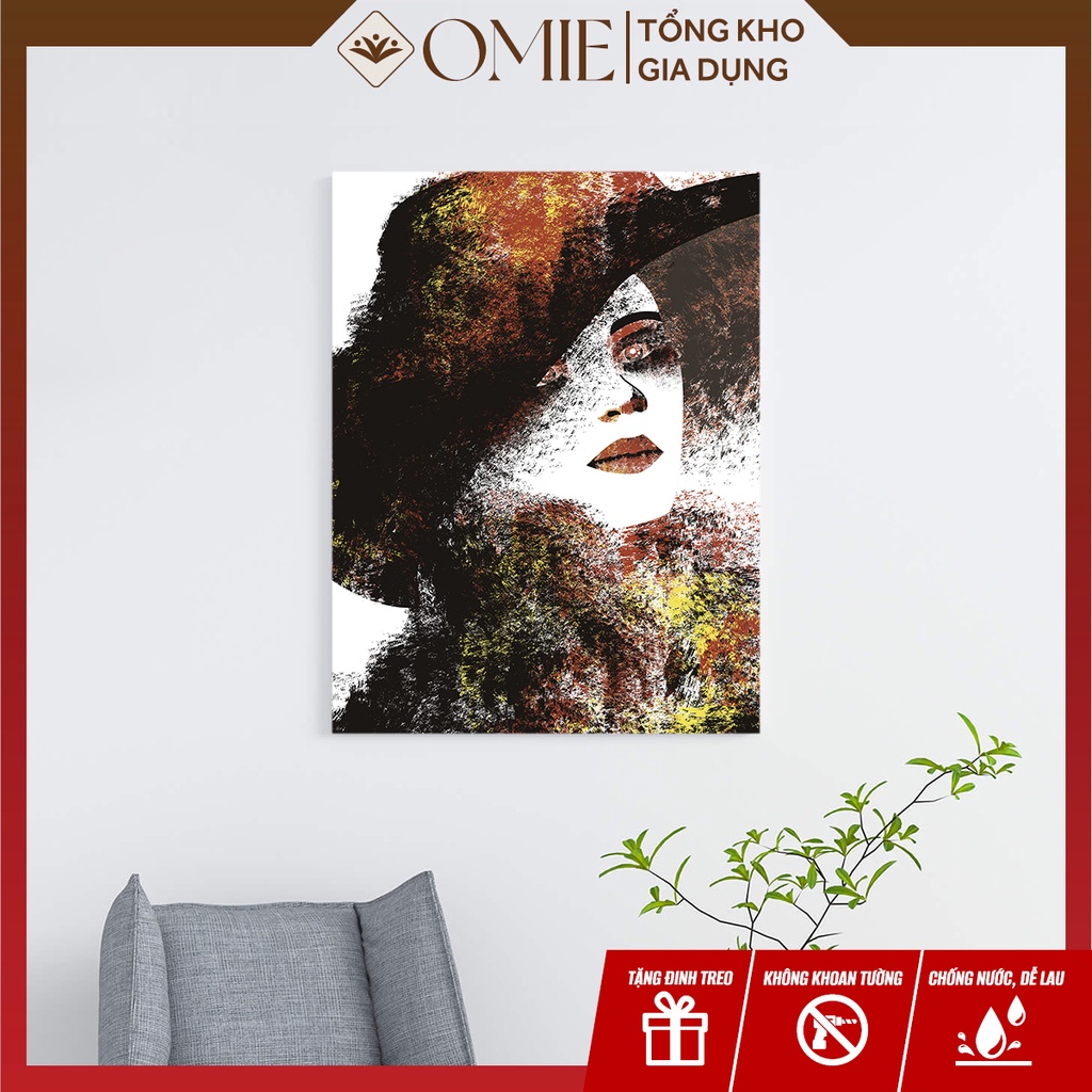 Tranh decor treo tường phòng ngủ, phòng khách chủ đề hình cô gái cách điệu bằng vải canvas cao cấp (Tặng kèm đi 3 chân)