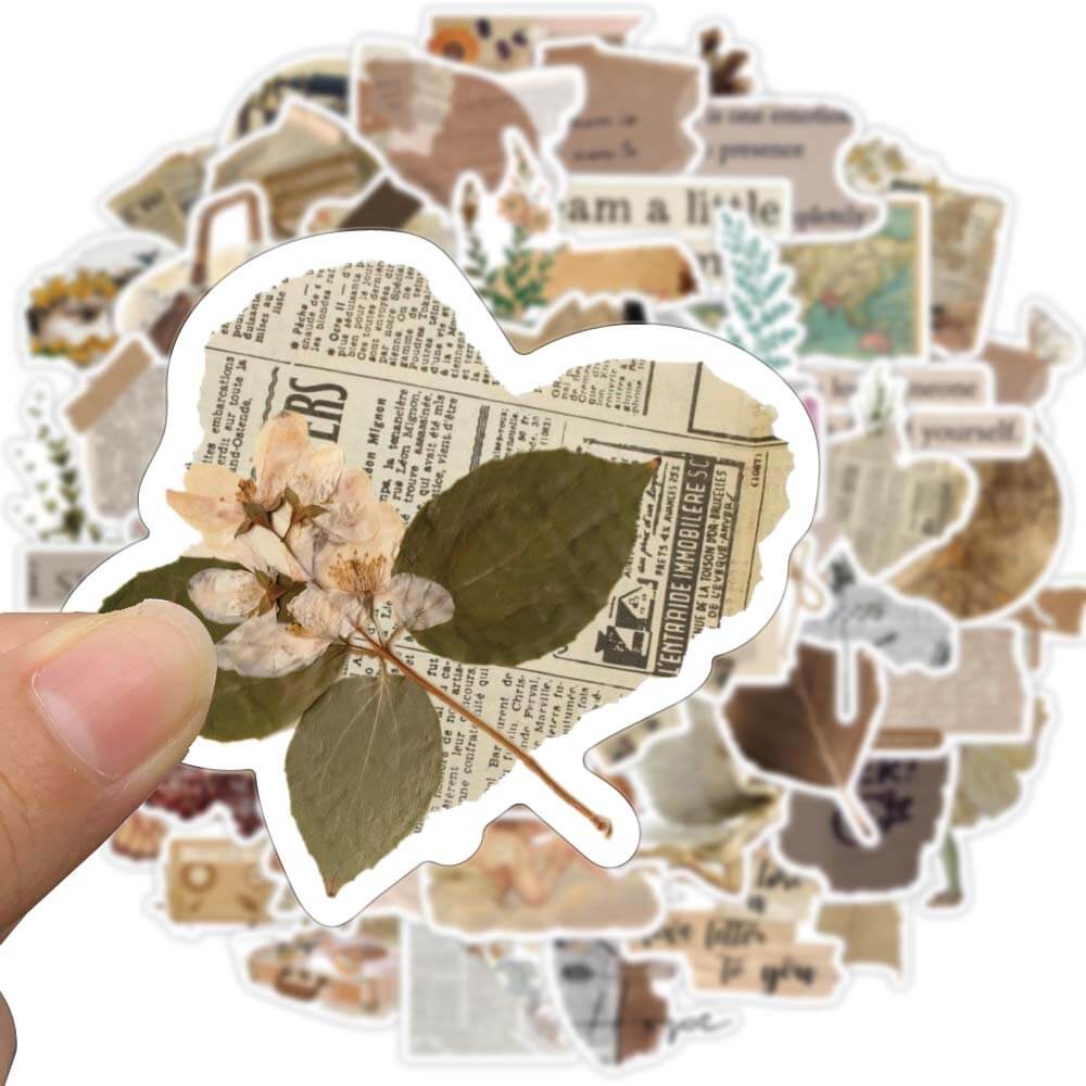 Bộ 52 Miếng Dán Vinyl PVC Chống Thấm Nước Dùng Trang Trí Vali / Laptop / Ván Trượt / Ván Trượt / Xe Đạp Phong Cách Vintage