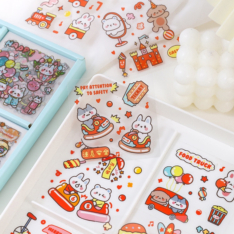 Set 10 tấm sticker dễ thương cute dán trang trí sổ tay, laptop, ốp điện thoại , nón bảo hiểm