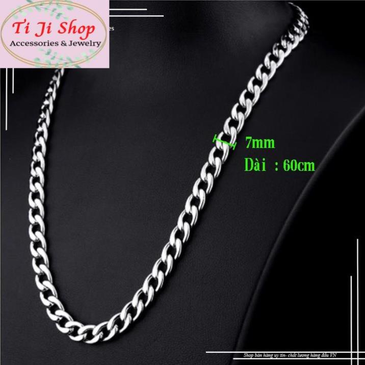 DÂY CHUYỀN NAM INOX KIỂU LẶC 7MM HÀN QUỐC đẹp, không đen