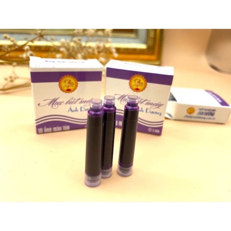 Ống mực bút máy ánh dương, hộp 10 ống mực tím