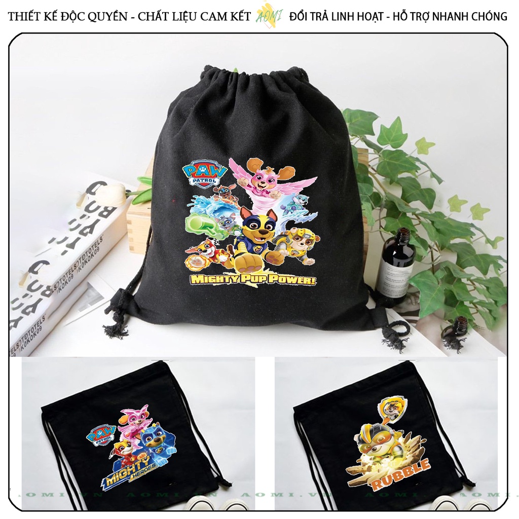 BALO MINI Đội Chó Cứu Hộ Paw Patrol AOMIVN DÂY RÚT ĐEO VAI 33x38cm NHỎ XINH UNISEX CHẤT CANVAS CUTE TIỆN ÍCH DU LỊCH