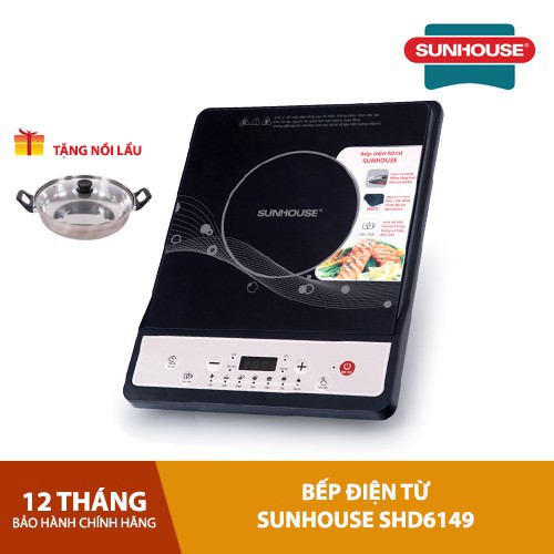 Bếp Từ Sunhouse SHD6149 - Tặng Kèm Nổi Lẩu - Hàng Chính Hãng (Bảo Hành 12 Tháng)