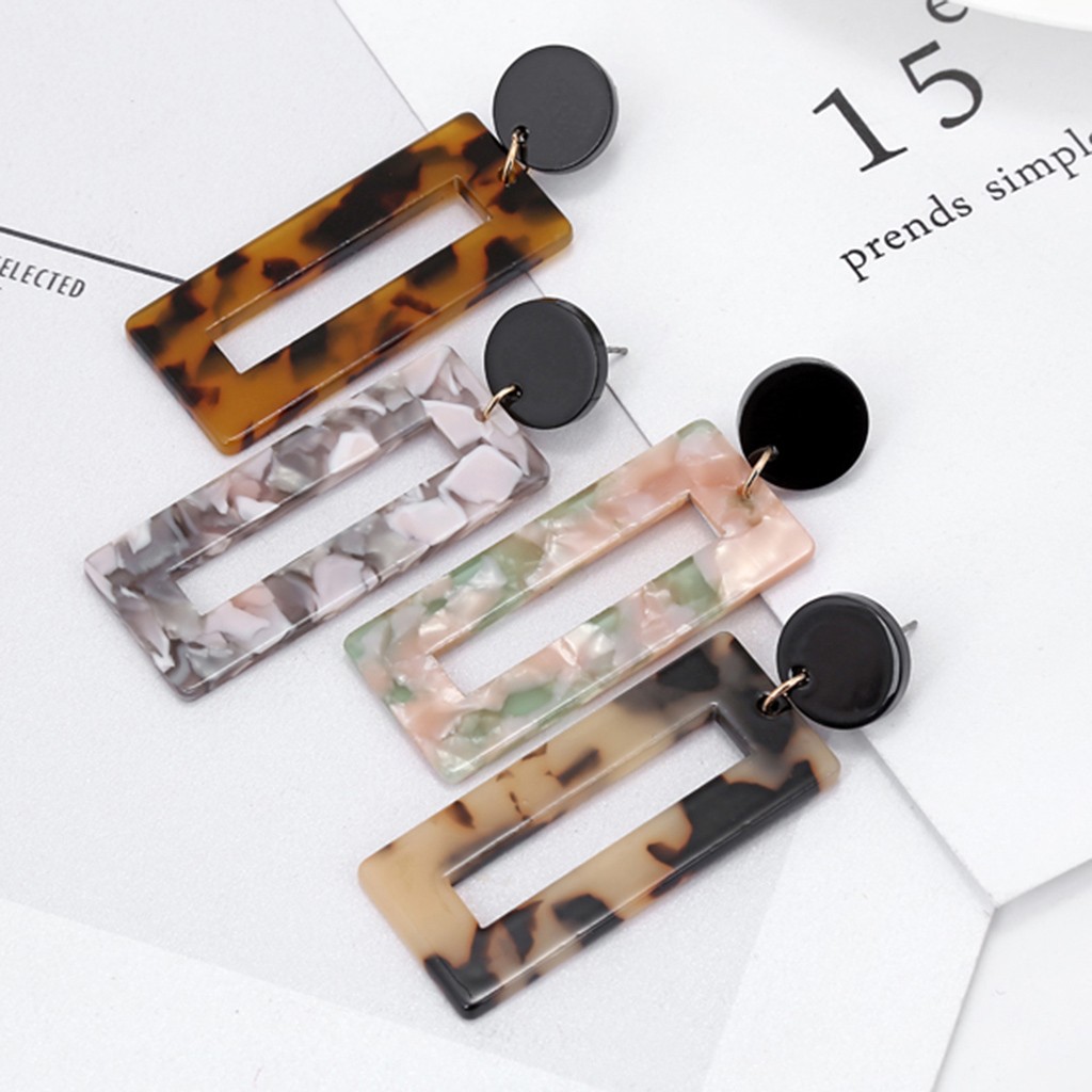 Bông tai nhựa thiết kế bản to thời trang cho nữ