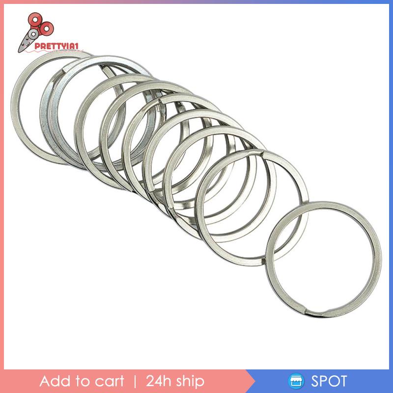 [Prettyia1] Vòng Móc Chìa Khóa Tròn Chia Ngăn Bằng Thép Không Gỉ 35Mm DIY