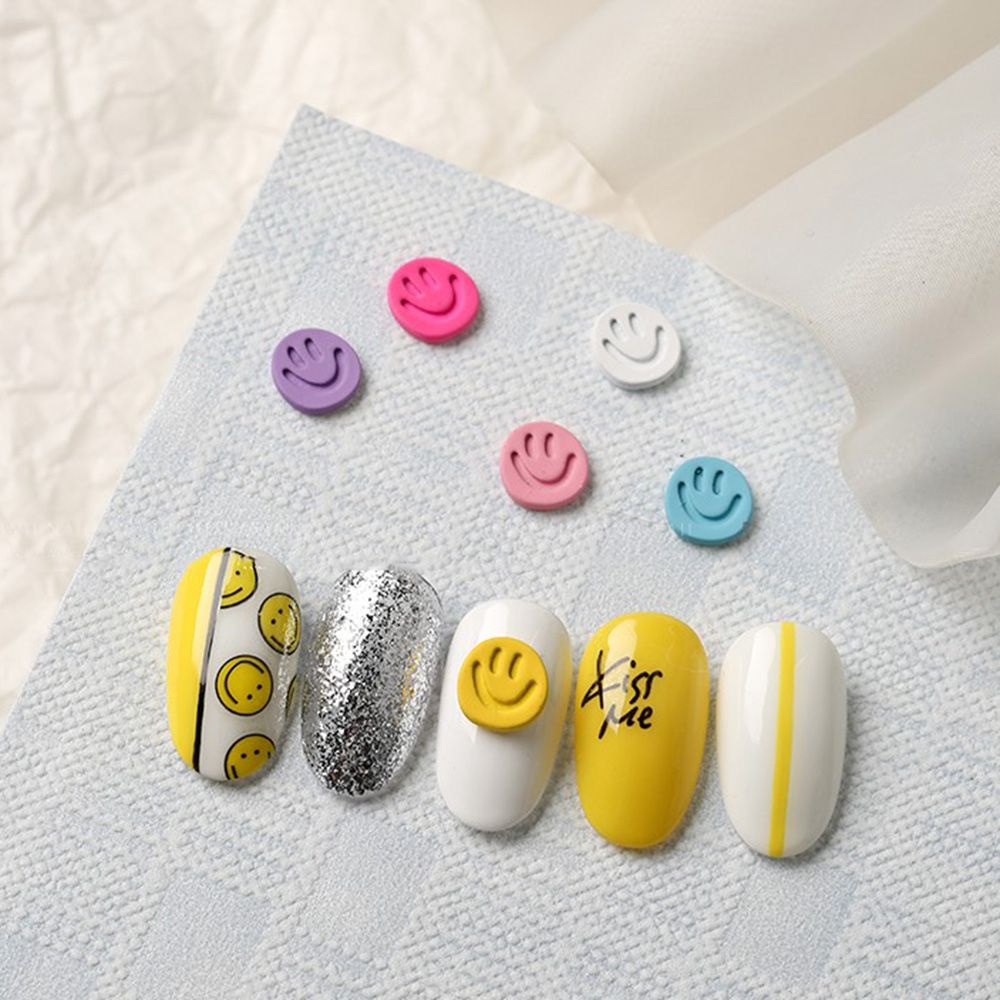 Nút Hợp Kim Hình Mặt Cười 3D Nhiều Màu Sắc Trang Trí Móng Nghệ Thuật DIY