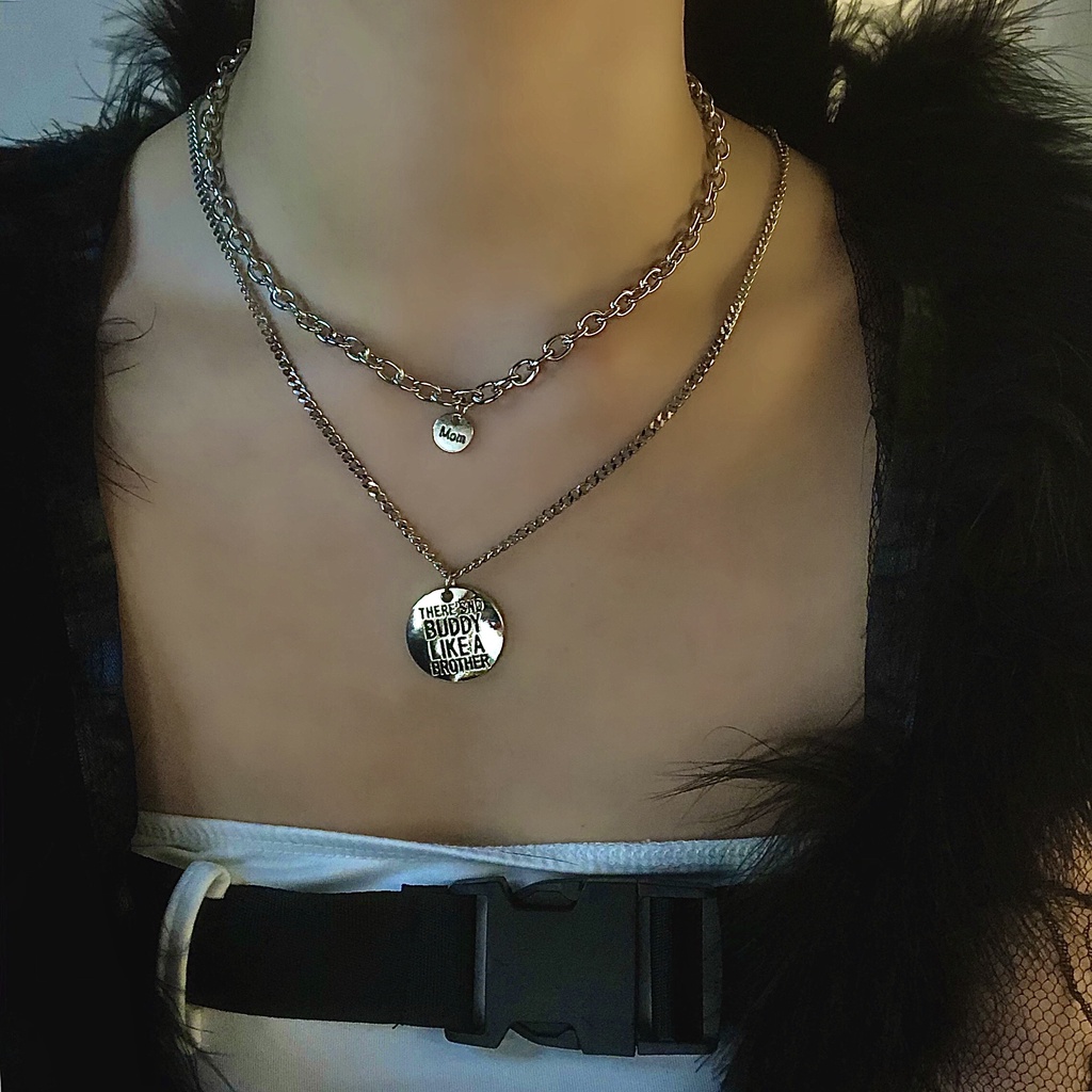 vòng cổ Hai Lớp Phong Cách Harajuku Đường Phố Cá Tính