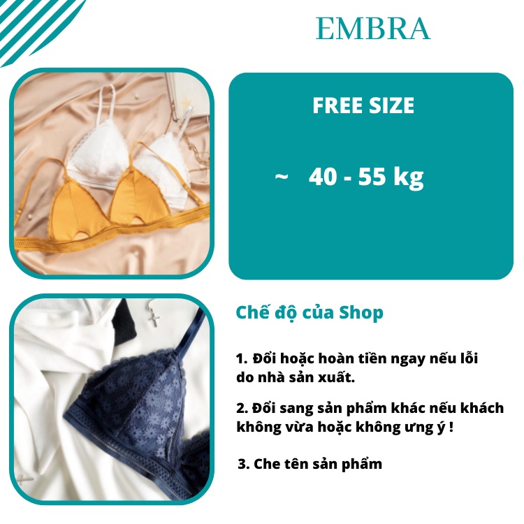 Áo bra EMBRA quai bản nhỏ họa tiết hoa pha ren EBALB19