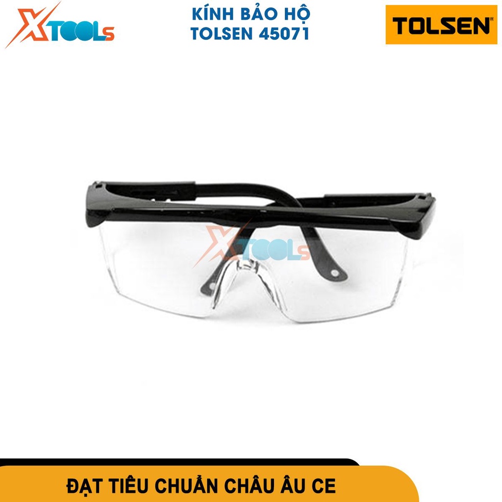 Kính bảo hộ Tolsen 45071, kính chất liệu Polycarbonate, có thể điều chỉnh chiều dài phù hợp với người[CHÍNH HÃNG][XTOOLS