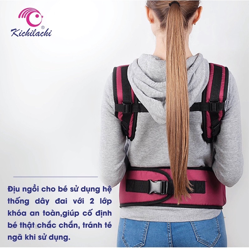 Địu Ngồi Trẻ Em Cao Cấp Kichilachi - Siêu Mềm Thoáng Khí 4 Tư Thế Cho Bé!