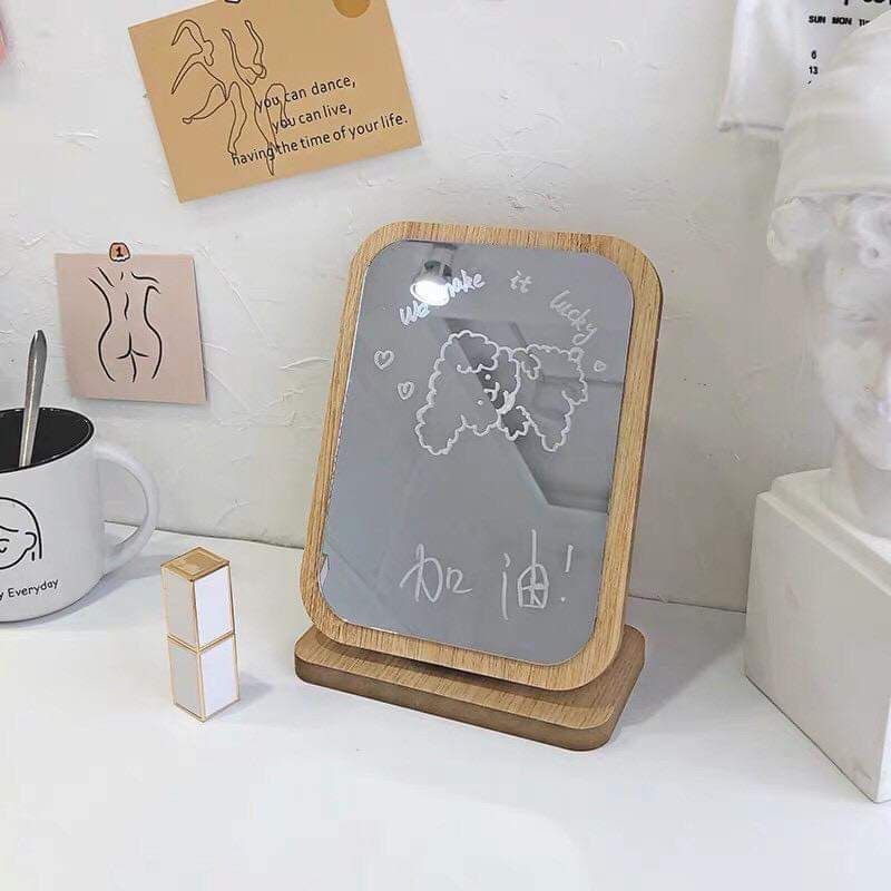 Gương gỗ để bàn - Gương gỗ nhỏ - Gương mini để bàn - Gương siêu xinh