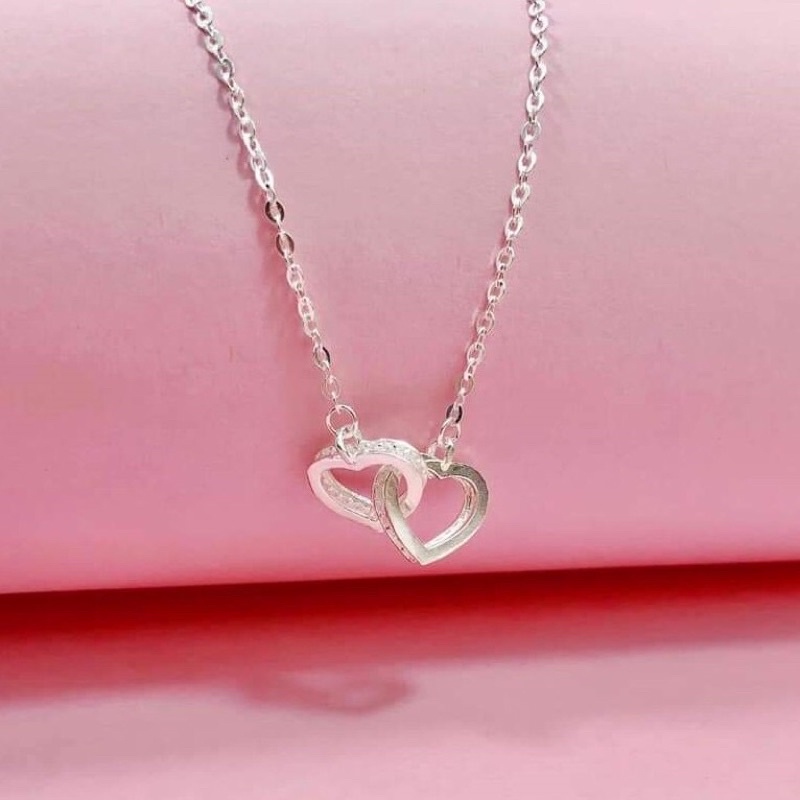 Dây chuyền nữ bạc, Vòng cổ kiểu dáng hai trái tim lồng viền nhau