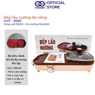 Bếp lẩu nướng đa năng [Sẵn Hàng] nồi lẩu nướng 2 trong 1 công suất cao 1500W phù hợp 5-6 người dùng_Vimart