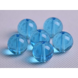 22viên (đủ làm 1 vòng tay) hạt đá thủy tinh màu xanh Aqua size 8mm