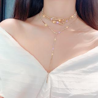 Vòng cổ choker thắt nút đính đá phong cách Hàn Quốc