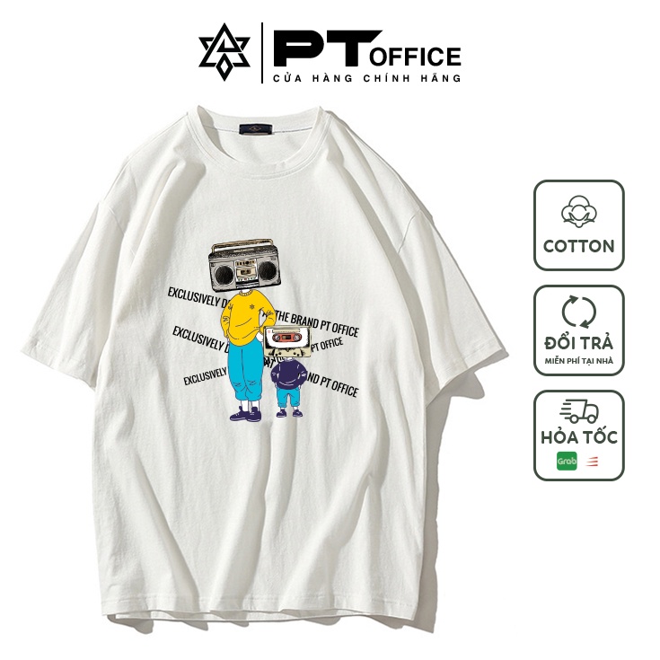 Áo thun tay lỡ NGƯỜI ĐÀI cotton 100% form rộng unisex (Đen, Trắng) - PT Office