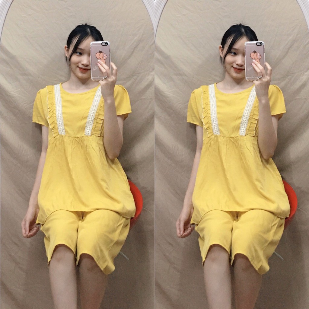 Bộ bầu HA638 thời trang mặc nhà chất thô thái (Freeship)