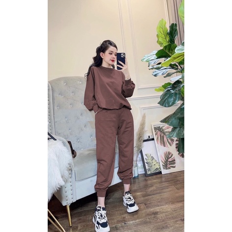 Set bộ thu đông tay dài ủ kem form rộng dày dặn ❤Khuất Yến Bigsize❤chất len gạo Hàn cao cấp trẻ trung thoái mái