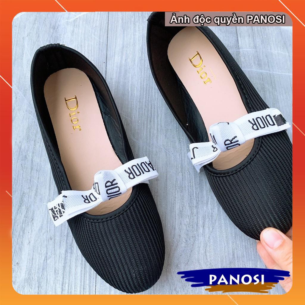 Giày nữ đế bệt búp bê gắn nơ trắng vải co giãn êm chân bền đẹp giá rẻ | BigBuy360 - bigbuy360.vn