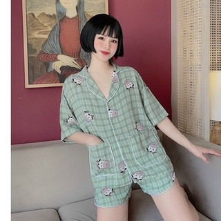 Bộ Mặc Nhà Pizama Đùi Lụa Mango Freesize