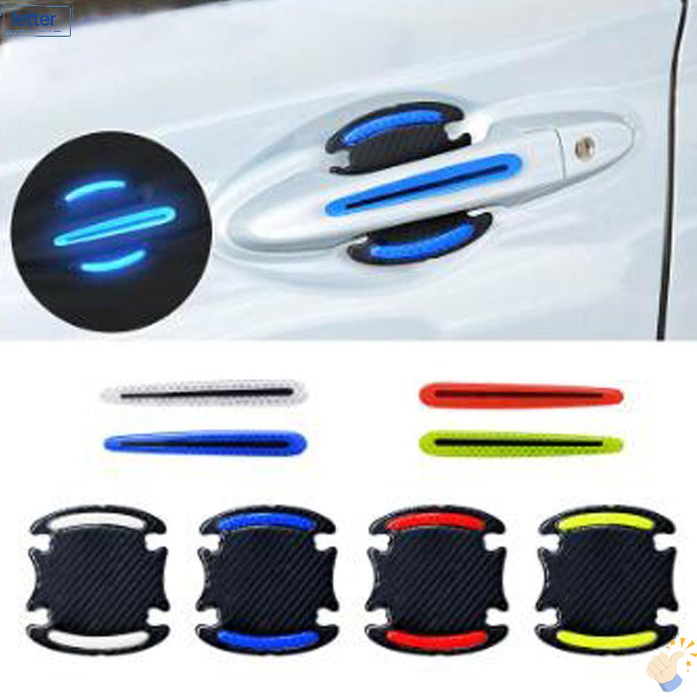 Bộ 4 Miếng Dán Phản Quang Màu Đỏ / Xanh Dương / Xanh Lá / Trắng / Vàng An Toàn Chống Va Chạm Cho Cửa Xe Hơi