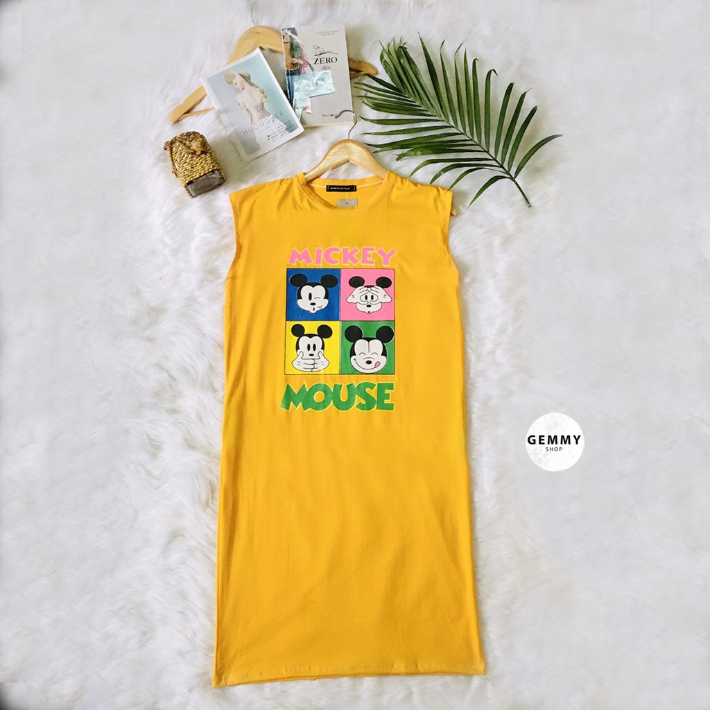 [Mã WAMT1505 giảm 10K đơn 0K] Váy xuông dài, đầm suông bầu tay ngắn cotton Gemmy House in hình Mouse | BigBuy360 - bigbuy360.vn