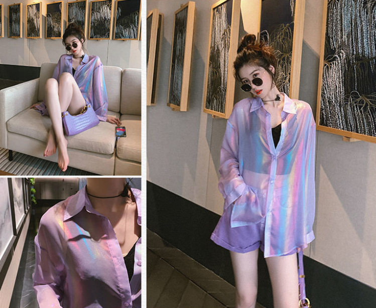 Áo sơ mi dài tay dáng rộng phong cách thời trang thoáng khí sành điệu cho nữ size S-3XL