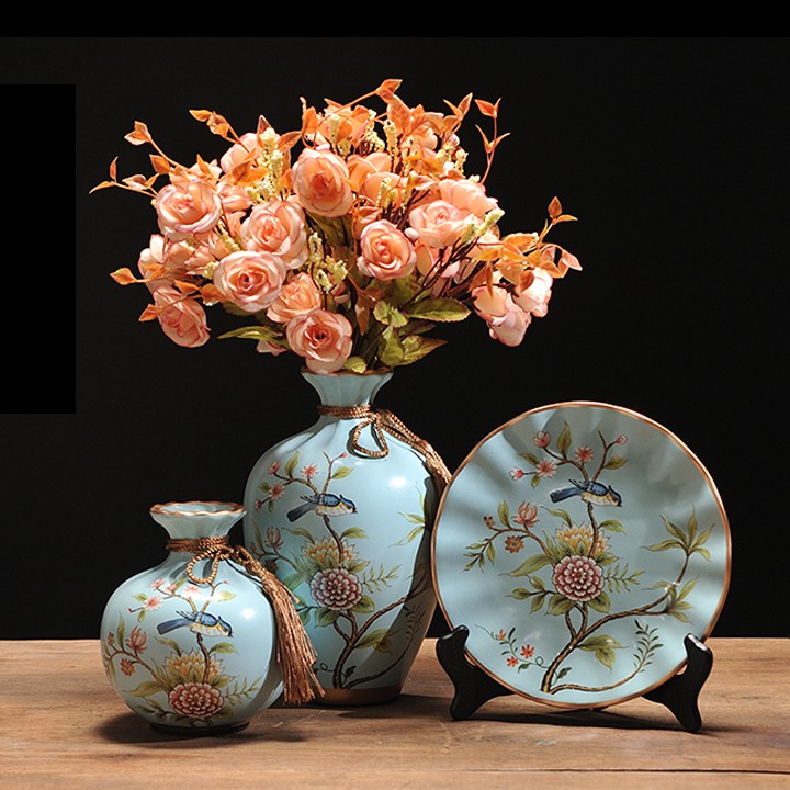 Bộ bình đĩa Decor trang trí 3 món_TE0049
