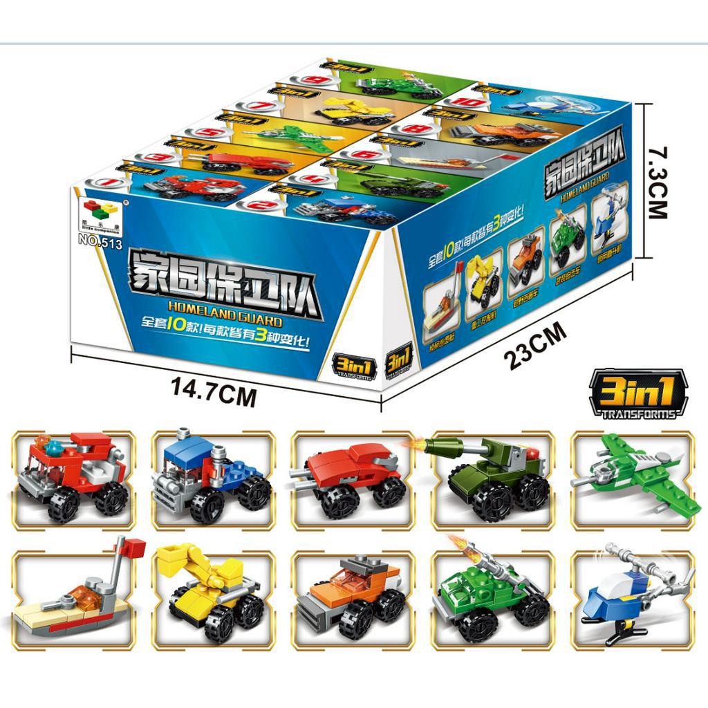Set 10 đồ chơi xe ô tô, xe công trình, xe đua, xe quân sự mini cho bé sáng tạo, phát triển tư duy LediToy