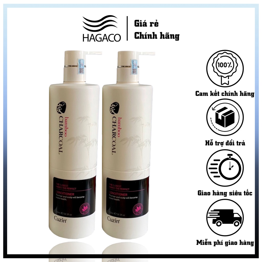 Cặp Gội Xả Than Tre CUZIN 750ml | Giảm Rụng Tóc, Kích Thích Mọc Tóc, Phục Hồi Tóc Khô Xơ | CT81